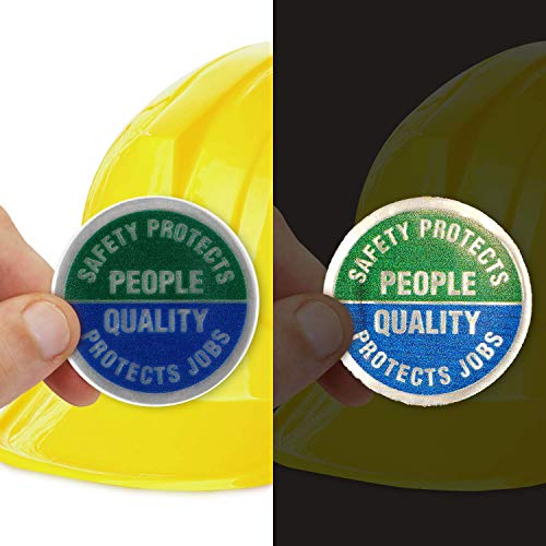 SmartSign בטיחות מגן על אנשים - איכות מגנה על עבודות חבילה של 5 תוויות כובע קשות | מעגל רטרו-רפלקטיבי,